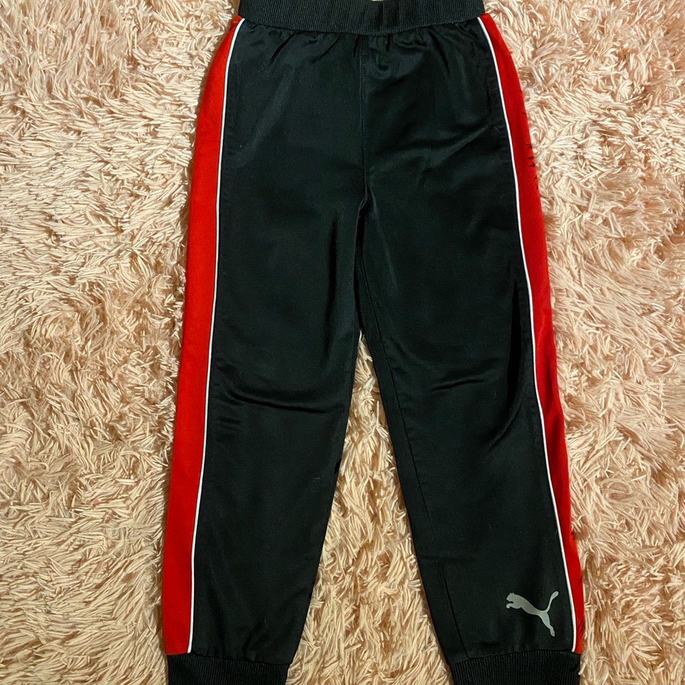 Boys size 6 black and red puma pants